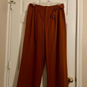 BURNT ORANGE WIDE-LEG PANTS. SIZE 14